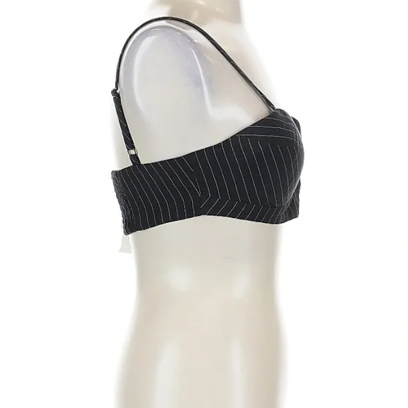 NWT Favorite Daughter Ex Boyfriend Pinstripe Bra Top Black Smocked Crop Small - Picture 5 of 7